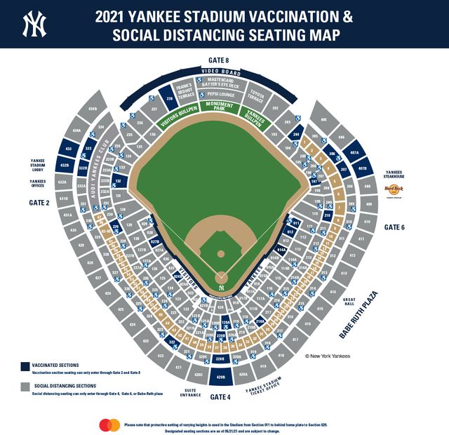the yankee stadium seating chart for vaccinated and unvaccinated fans